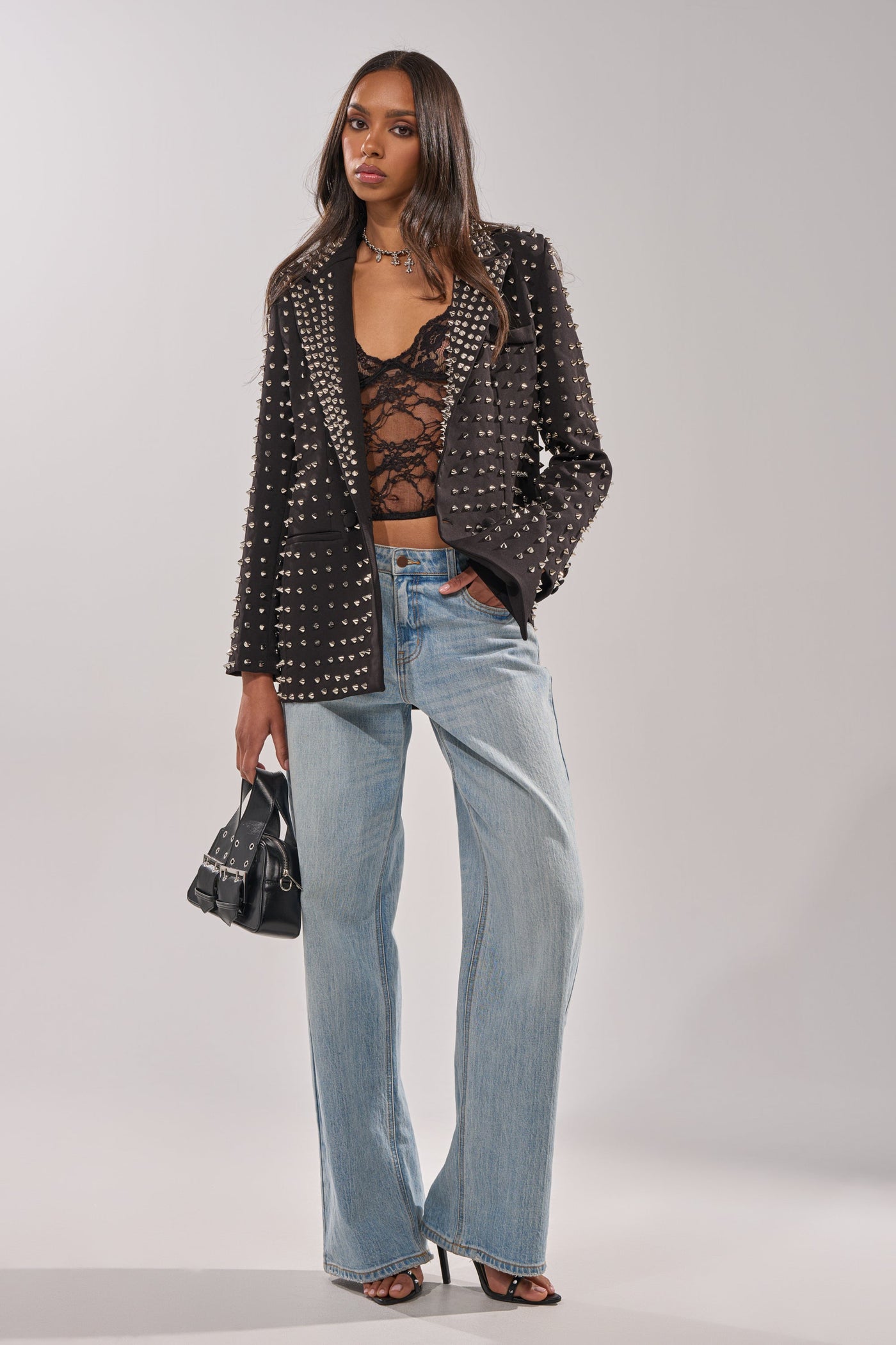 SUGAR AND SPICE SPIKED STUD BLAZER