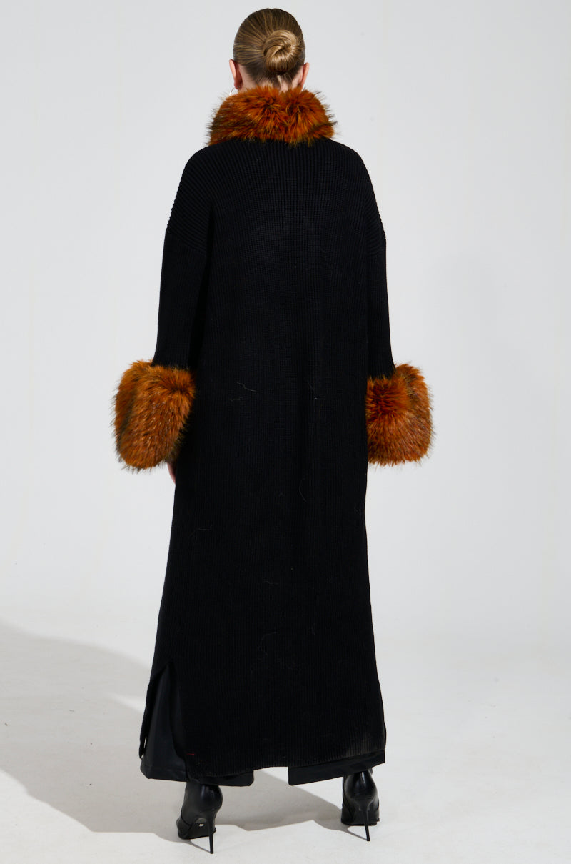 SNOWY NIGHT LONG CARDIGAN IN BLACK