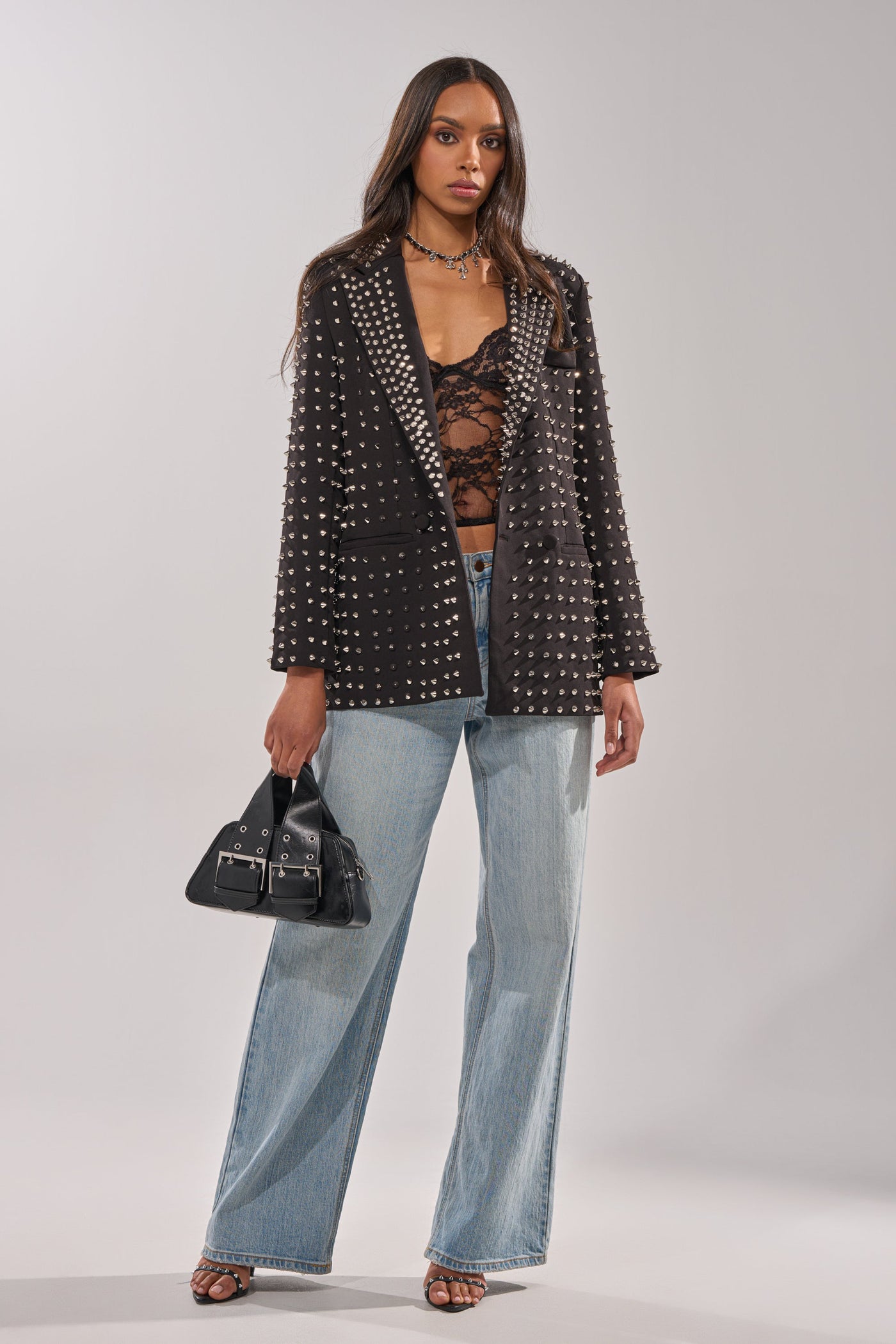 SUGAR AND SPICE SPIKED STUD BLAZER