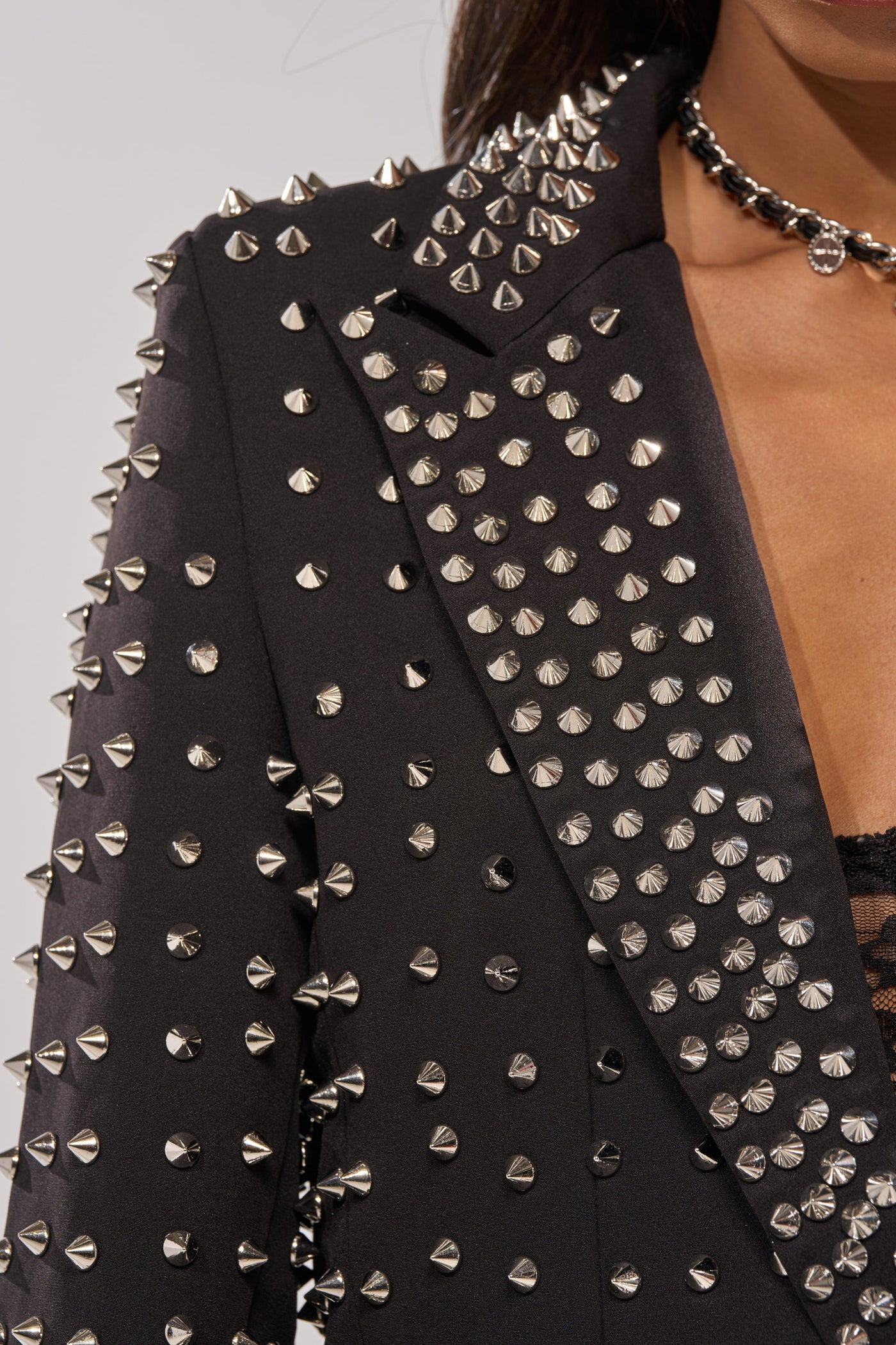 SUGAR AND SPICE SPIKED STUD BLAZER